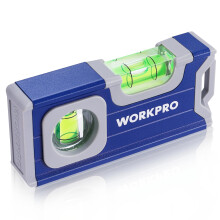 WORKPRO Magnetic Spirit Level 115 mm, Mini Spirit Level with 2 Vials 90/180, Magnetic Spirit Level with Hanging Hole, Aluminum Alloy Body