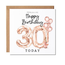 Maise & Rose 30th Birthday Card For Her | 30th Birthday Card For Friend | Pink Thirtieth Birthday Card For Women | 30 Today | P177