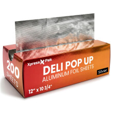 200 Count Pre-Cut Deli Tin Foil Sheets, 30cm Pop Up Foil Sheets for Restaurant, Disposable Foil Sheets for Food, Tin Foil Sheets for Burrito