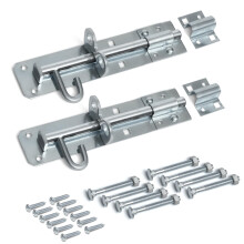 ZAVIA Brenton Gate Bolt Door Lock - 2 Pack 150mm (6”) Sliding Padbolt with Zinc Plated Galvanised Finish - Gate Bolts for Wooden Gates, Garden