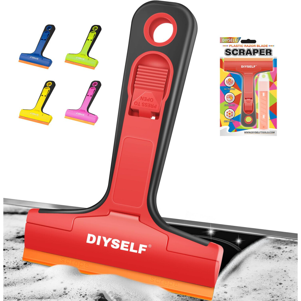 Diyself-Razor-Blade-Scraper, 1 Pack Razor Blade Scraper, Extra 5 Pcs Orange Plastic Blades, Razor Blade Scraper Tool For Cleaning 5051226917042