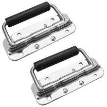 NORSON-NADISHA 2Pcs Box Handles Spring Folding Metal Chest Handle, 122x41mm Stainless Steel Spring Loaded Flight Case Handle for Toolbox Storage