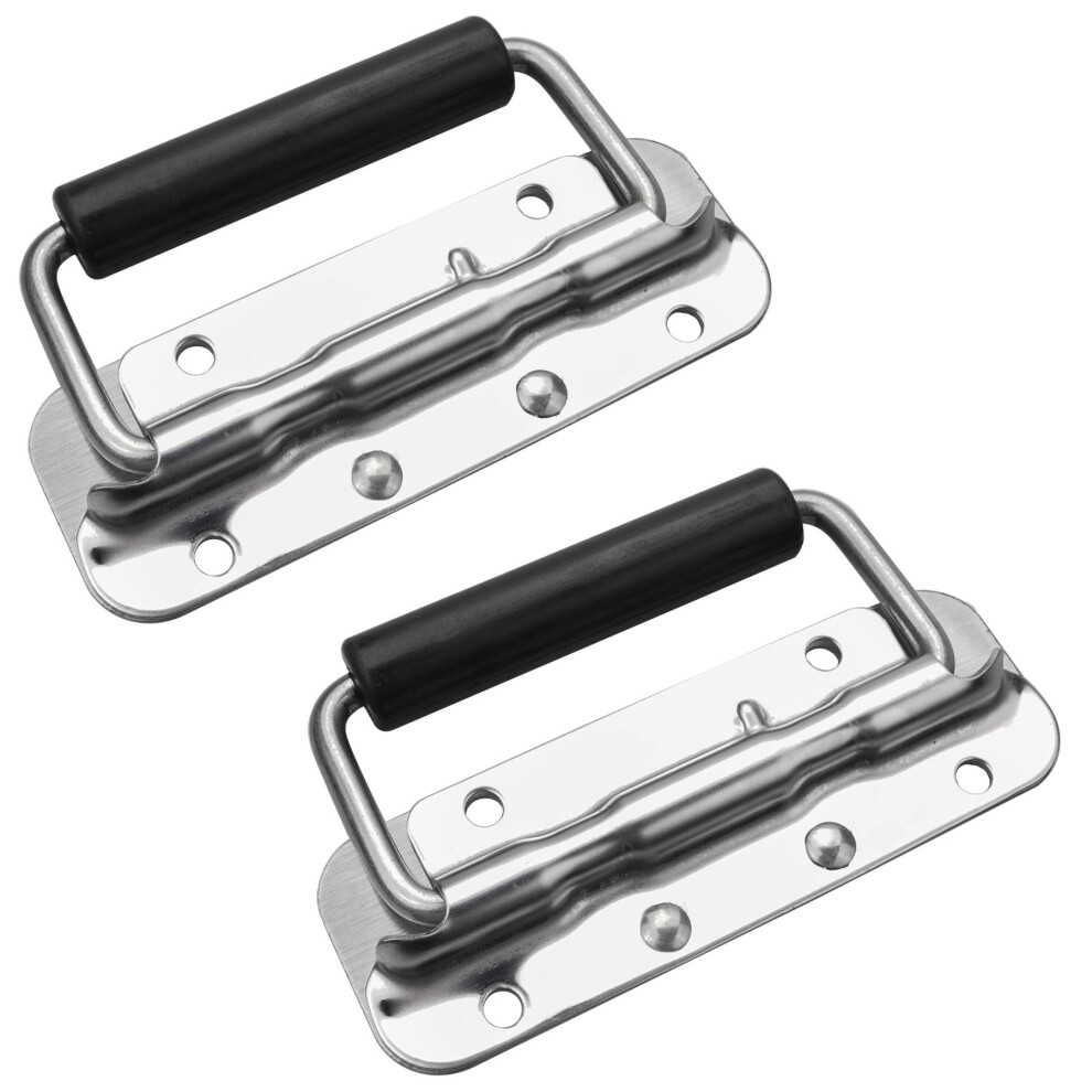 Norson-Nadisha 2Pcs Box Handles Spring Folding Metal Chest Handle, 122X41mm Stainless Steel Spring Loaded Flight Case Handle For Toolbox Storage 5051226898877