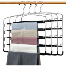 Perchas para pantalones que ahorran espacio, paquete de 4 unidades, acero inoxidable.