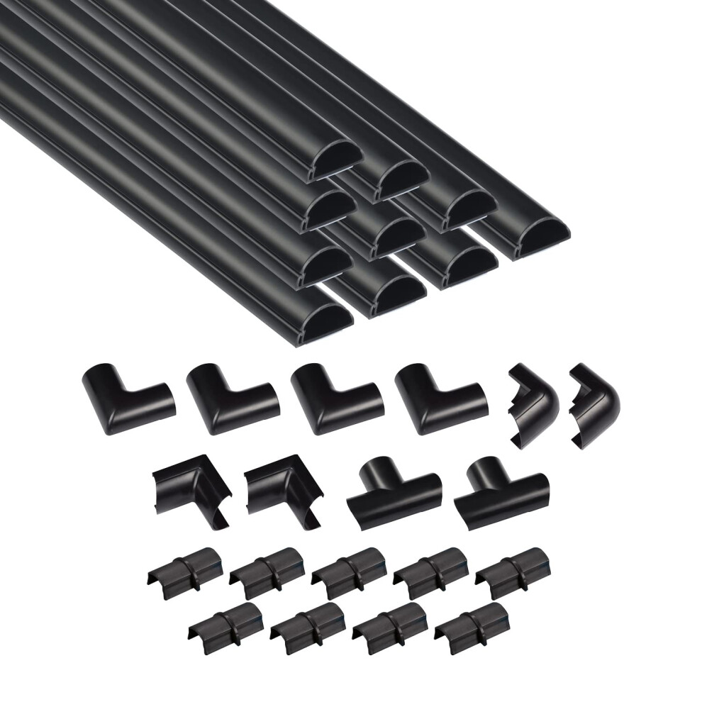 D-Line 30X15mm Cable Trunking 4M Multipack, Half Round Profile, Self-Adhesive Wire Cover, Paintable Cable Management - 10X 30Mm (W) X 15Mm 5051226989728