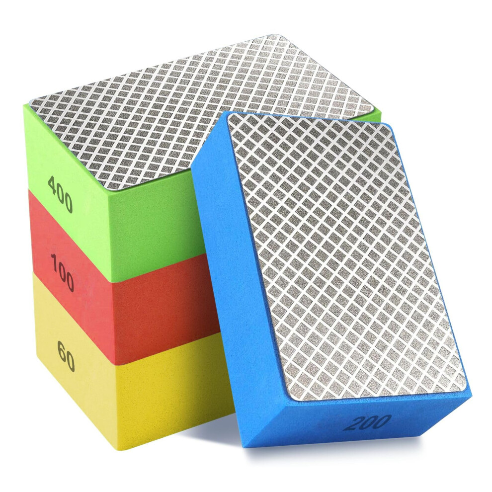 Photos - Grinder / Polisher 4Pack Hand Diamond Polishing Pads, Diamond Sanding Blocks 60# 100# 200# 400# Til