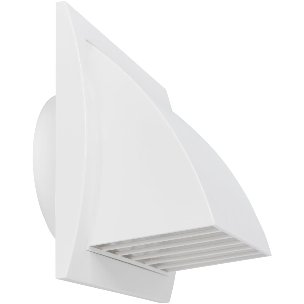 Repa Market 4 Inch / 100Mm Exhaust Hood Vent With Rain Cover & Backdraft Damper Â White Abs Plastic Wall Air Vent Cover Â Exterior Outlet Grille 5051226987175