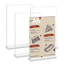 LiuHancsqd 4 Pcs A6 Acrylic Sign Holder A6 Display Stand, A6 Menu Holders, Clear Double Sided A6 Perspex Display Stands