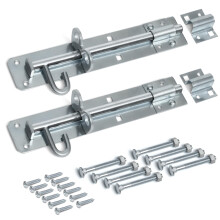 ZAVIA Brenton Bolt Door Lock - 2 Pack 200mm (8”) Sliding Padbolt with Zinc Plated Galvanised Finish - Gate Bolts for Wooden Gates, Garden, Wooden