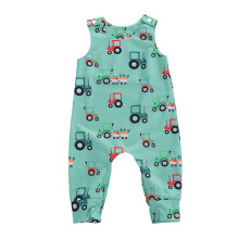 (6-12 Months, Bright Green Cows) Infant Baby Cartoon Patterns Jumpsuit, Cute Style Sleeveless Round Neck Printing Romper