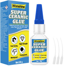 Ceramic Glue 30 g, Clear Ceramic Glue Repair for Pottery, Dishes, Tiles, DIY Crafts and More, with Anti-clog Cap, Waterproof, Heat-Resistant