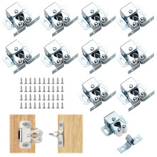 10Pcs Double Roller Door Catch with Screws, Zinc Plated Roller Ball Door Catch, Twin Roller Catch for Cabinet Cupboard Wardrobe