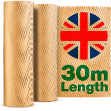 Brown Honeycomb Packing Paper Roll 30m x 30cm | Eco Bubble Wrap Alternative for Moving House | Packing Paper for Moving