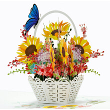 CUTPOPUP Sunflowers Basket Birthday Cards For Women, Happy Mothers Day Cards Pop Up, Flowers Greeting Card