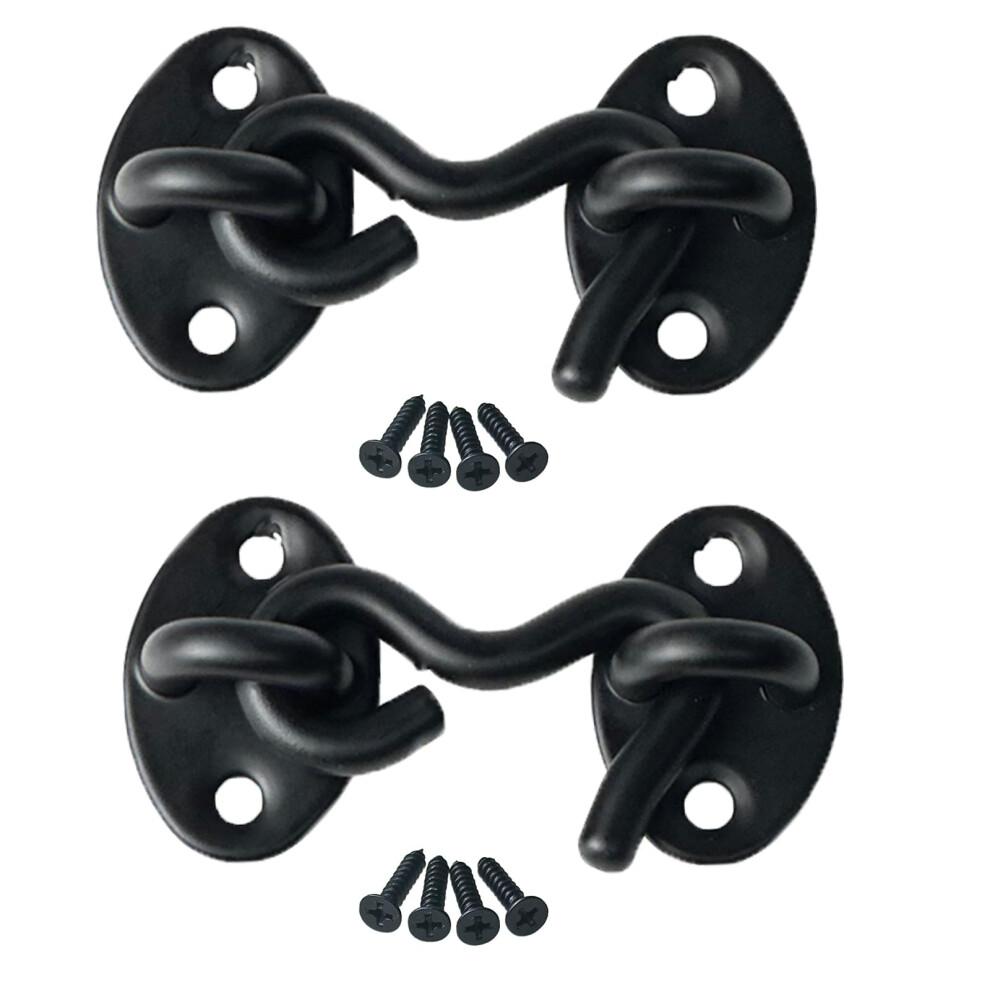 Mimhooy 2-Pack Hook & Eye Latch, 2-Inch Black, 50Mm Stainless Steel For Gates, Windows, Shed, Garage, Barn 5051226957338