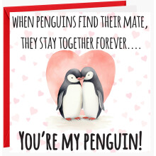 Penguin Valentines Day Card for Him or Her - Youre My Penquin Valentine Valentine's Card for Girlfriend Boyfriend Husband or Wife Valentine's Day
