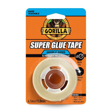 Gorilla Super Glue Tape, 6.1m x 15.88mm – Heavy Duty, Crystal Clear, No Mess Double Sided Tape, Ideal for Permanent Repairs, Quick Fixes & Craft | B