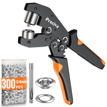 Magnetic Eyelet Pliers, Preciva 6mm Eyelets Punch Kit with 300pcs Silver Metal Grommets, Fabric/Leather Hole Puncher Grommet Tool for Clothes, Shoes