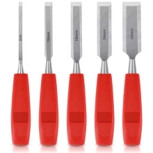 5 Pcs Wood Chisel Sets, Wood Chisels for Woodworking DIY Carving Tools with Bevel Edge, Carpenters Chisel Set with Non-slip Long Handle