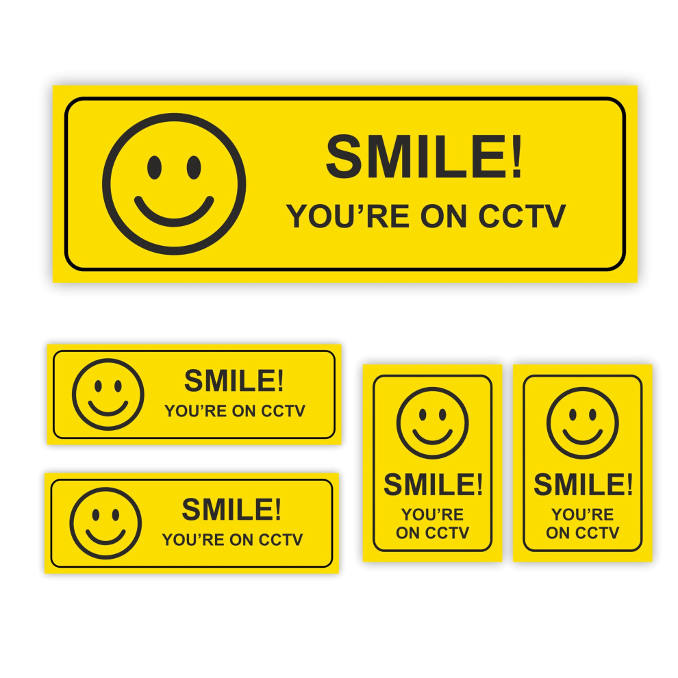 5-Pack Smile You're On Cctv Stickers For Home Or Commercial/Security Signs For Walls, Window 5051226994364