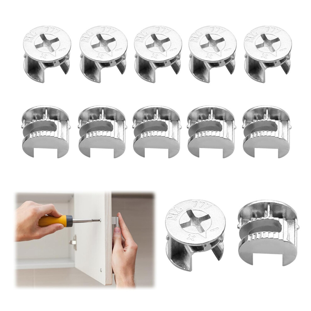 12Pcs Furniture Cam Lock Nut - Connecter Fittings For Cabinet Drawer Dresser Wardrobe Panel Connecting (15Mm*11Mm) 5051226991639