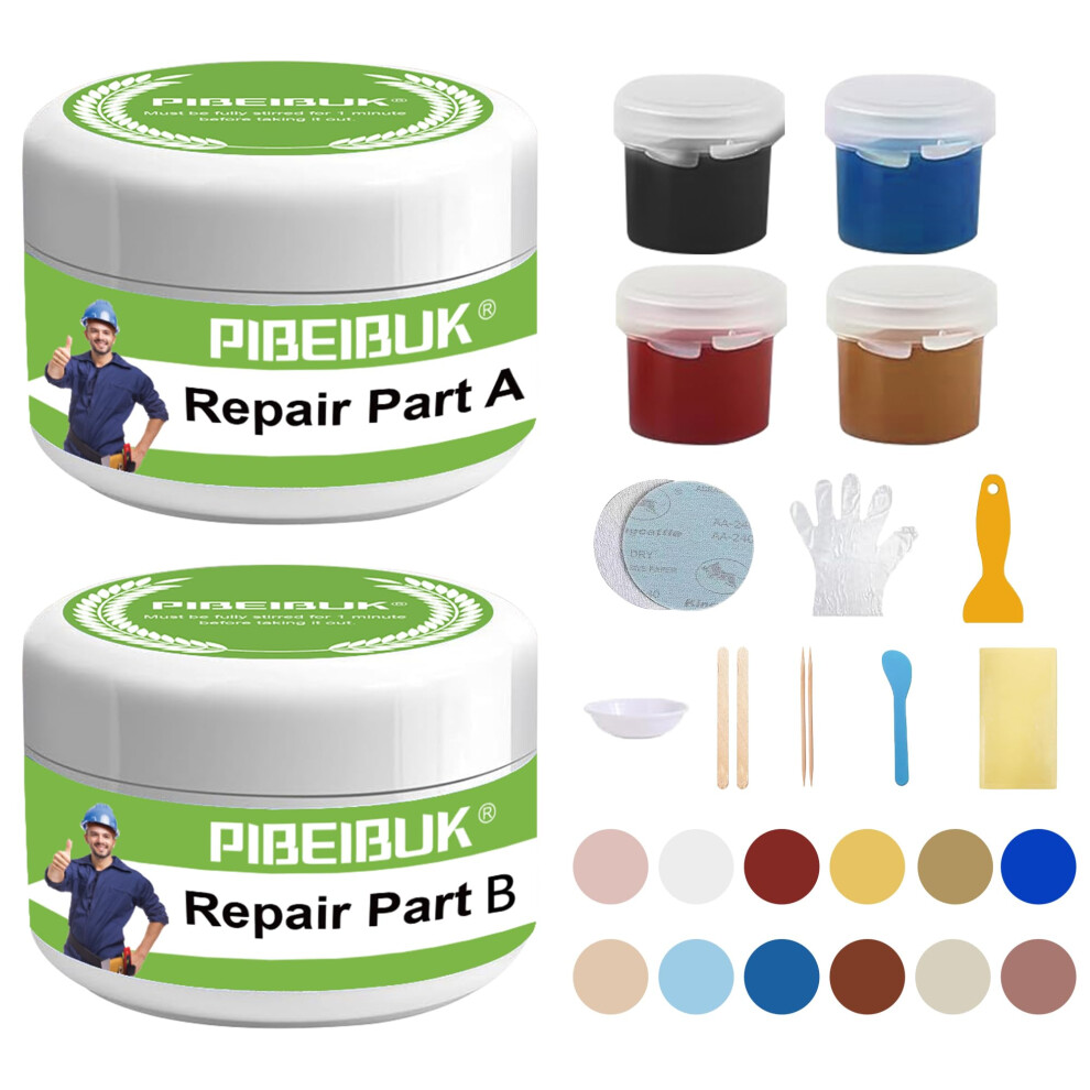 Pibeibuk Surface Repair Kit For Tubs, Tiles, Countertops - Fixes Chips, Cracks, Scratches, Holes (Fiberglass, Porcelain, Stone, Acrylic) 3560193929481