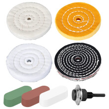 4 PCS Buffing Polishing Wheel Kits, 4" Polishing Pads for Drill Metal Polishing Kit with 3 PCS Rouge Compound and 1/4" Shank Buffing Polishing