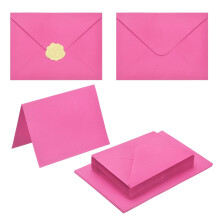 PATIKIL 20Pack Dark Pink 5x7 Envelopes with Cards, V Flap A7 Envelopes with Cardstock & Gold Stickers for Greeting Cards Wedding Greeting Birthday