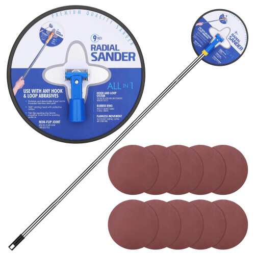 Fentar Drywall Pole Sander Assemblable, 170cm Extension Sanding Pole with 10 Replaceable Sanding Sheets