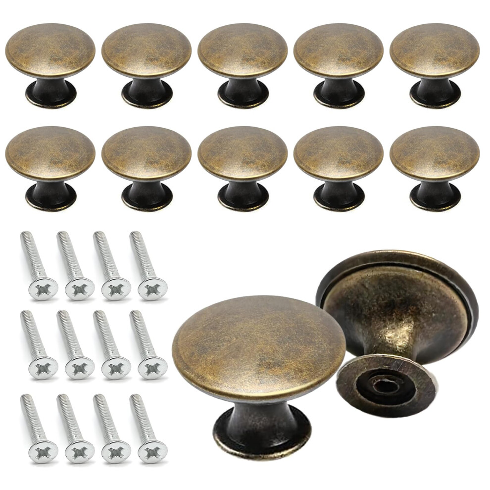Honqx Brass Drawer Knobs 30Mm, 12 Pcs Antique Brass Cupboard Door Knobs Vintage Cabinet Knob Wardrobe Door Handles For Cupboards & Draws 5051226918483