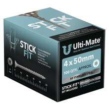 Ulti-Mate Stainless Steel Woodscrews - 4.0 x 50mm - Box 100 pcs