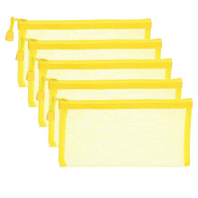 PATIKIL B6 Mesh Zipper Pouch Bags, 5 PCS Mesh Bags with Zipper Plastic Storage Pocket for Organizing File Beads Office Home Supplies, 11.5x23cm
