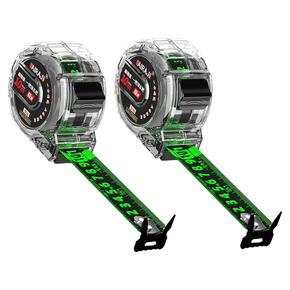 2 Pack 10M/32.8Ft Fluorescent Tape Measure, Width 25Mm Waterproof Tape Measure, Stainless Steel Retractable Tape Measuring, Double Sided Graduated 5051226955228