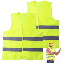 2Pcs Hi Vis Vests, High Visibility Safety Vest Reflective Yellow, Adjustable Universal Size for Adults & teenager - Construction, Running