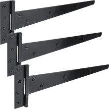 IRONTITE 3 Pack Black T Hinges 350mm (14"), Gate Hinges for Wooden Gates or Garden Sheds, Black Coated for Weather Protection