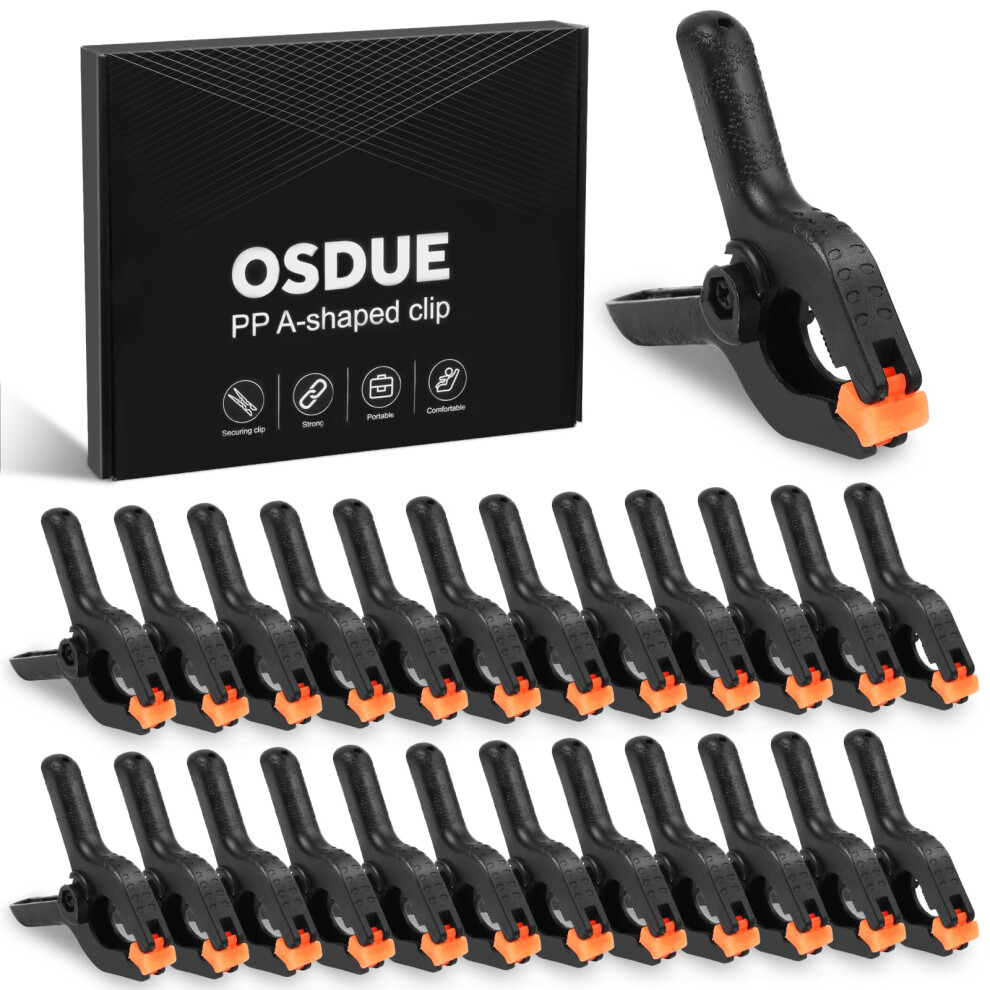 Osdue 24 Pcs Nylon Spring Clamp,2 Inches Extra Strength Heavy Duty Spring Clips Clamp Set With Moveable Jaws Muslin Clamps Plastic Clamps For 5051226992179