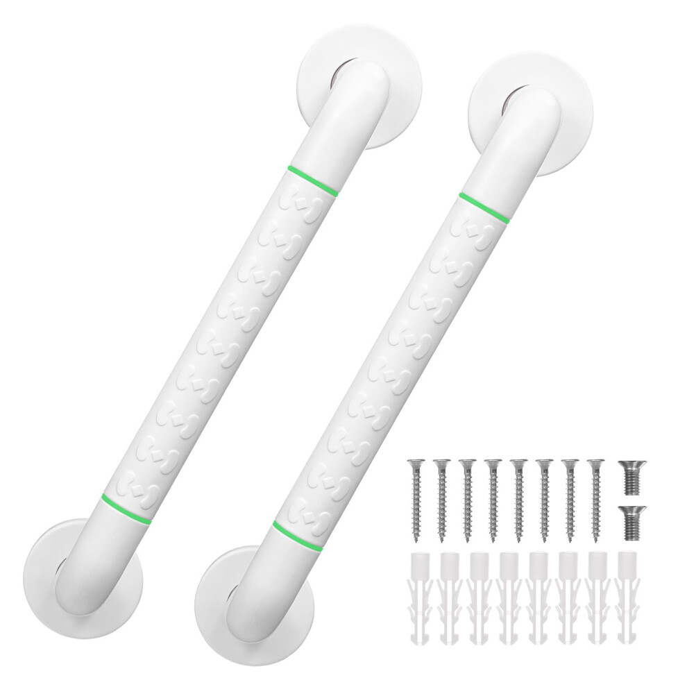 Fanwer 2Pcs Bath Grab Rails With Anti-Slip Grip And Safety Luminous Circles,40Cm Stainless Steel Bath Handle,Shower Wall Grip Handle Towel Rail. 5051226896903