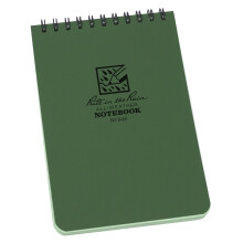 Rite in the Rain Waterproof Paper Pocket Notebook Top Spiral Bound 4 x 6 Inch Cover Green Polydura 19 Gauge 100 Pages 50 Sheets Wire-o Binding Imperi