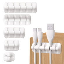 Cable Holder Clips, 5-Pack Wire Organiser, Silicone Self Adhesive Cable Tidy Cord Organizer for USB Charging Wire PC Office Home