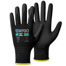 KAYGO Safety Work Gloves MicroFoam Nitrile Coated 3 Pairs, KG18N, Seamless Knit Nylon Glove with Abrasion and Oil Resistant Grip