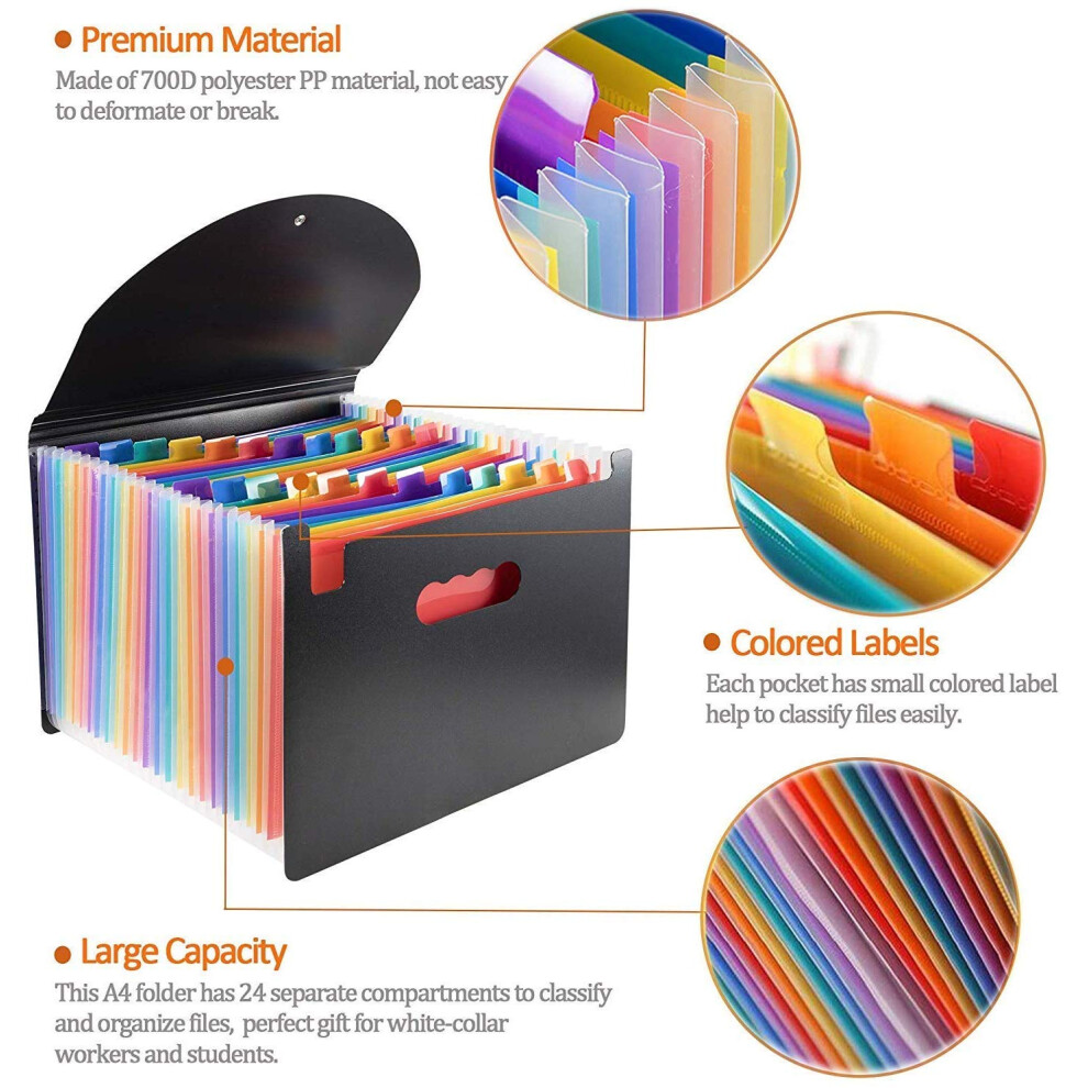 Photos - File Folder / Lever Arch File Expanding File Folder, 24 Pockets A4 Accordion File Organiser, Expandable Document Filing Box,Rainbow Bill Receipt Paperwork
