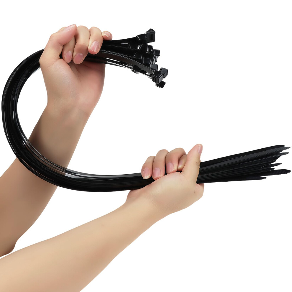 50 Pcs Black Cable Ties Heavy Duty, 650Mm X 9Mm Long With 80 Kgs Ultra Strong Tensile Strength 5051226939297