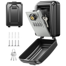 Mohard Key Safe Wall Mounted with Resettable Spare Key, 4 Digit Combination Key Lock Box Outdoor, Heavy Duty Weatherproof Large Capacity Keysafe Stor