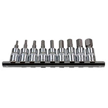 US PRO 9pc 3/8" dr SAE/Imperial Hex, Allen Bit Sockets Socket Rail 3385