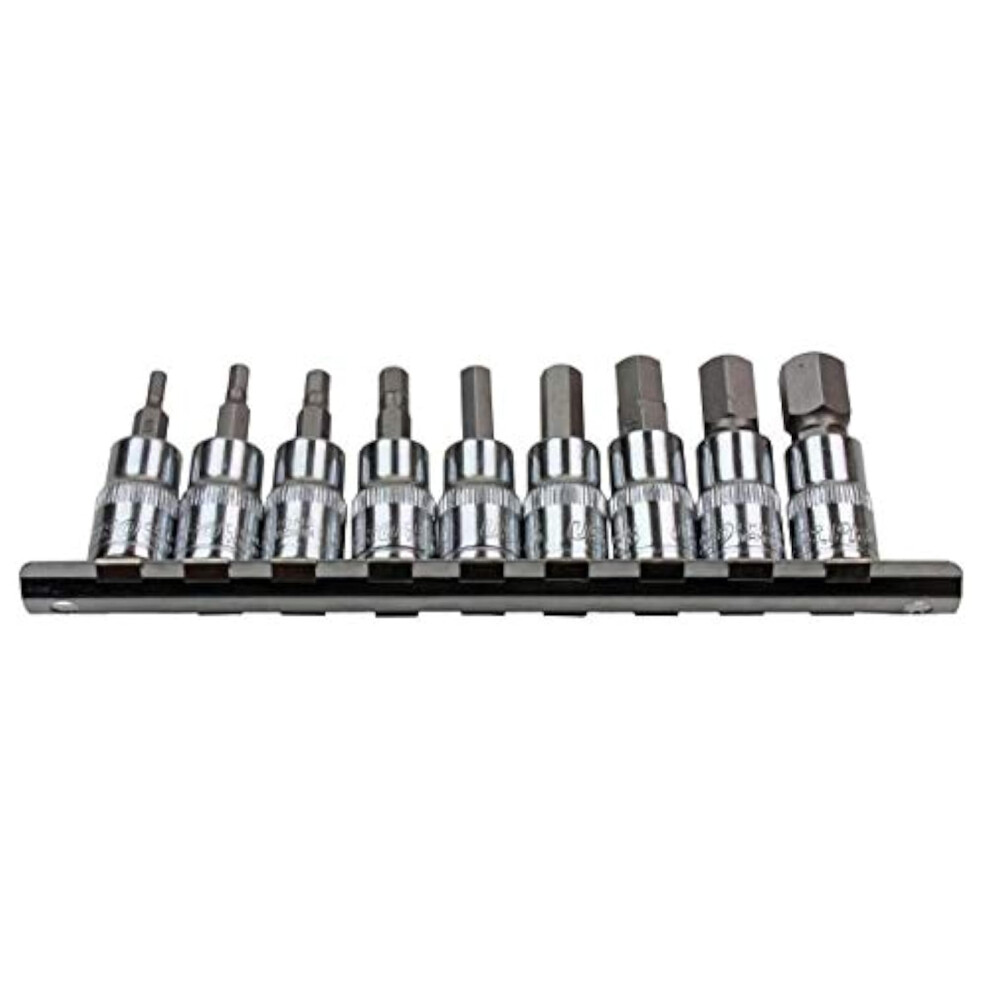 Us Pro 9Pc 3/8" Dr Sae/Imperial Hex, Allen Bit Sockets Socket Rail 3385 5051226962011