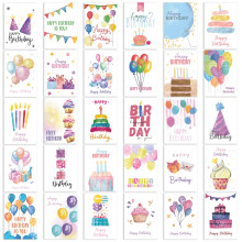 30 Watercolour Birthday Cards with Envelopes, Happy Birthday Cards Multipack with 30 Unique Designs, Assorted Birthday Greeting Card Set made from Re