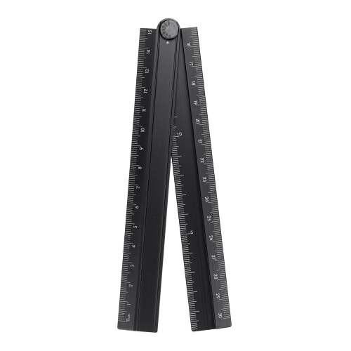 sourcing map Folding Straight Ruler 30cm Metric with Angle Line Black