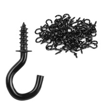 vsshe 70PCS 1/2 Inch Screw-in Wall Hooks, Black Plastic Coated Cup Hooks Multi-Purpose Hooks for Hanging Plants, Cups, Tableware, Wood, Under Cabinets