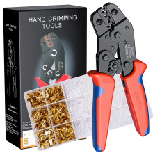 Crimping Tool Kit for Spade Connectors, Preciva Ratchet Cable Crimper Plier 0.5-1.5mm²/AWG22-16, Electrical Flat Receptacles Plier