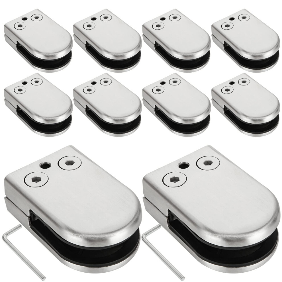 Lolysic 10 Pcs Glass Clamps, 10Mm - 12Mm Glasses Balustrade Clamps, Adjustable 304 Stainless Steel Glass Brackets For 10Mm 12Mm Balustrade Staircase 5051226894817
